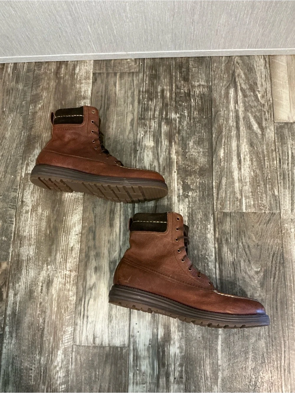 Cole Haan Men’s Brown Leather Moc Toe Lace-Up Boot Size 11